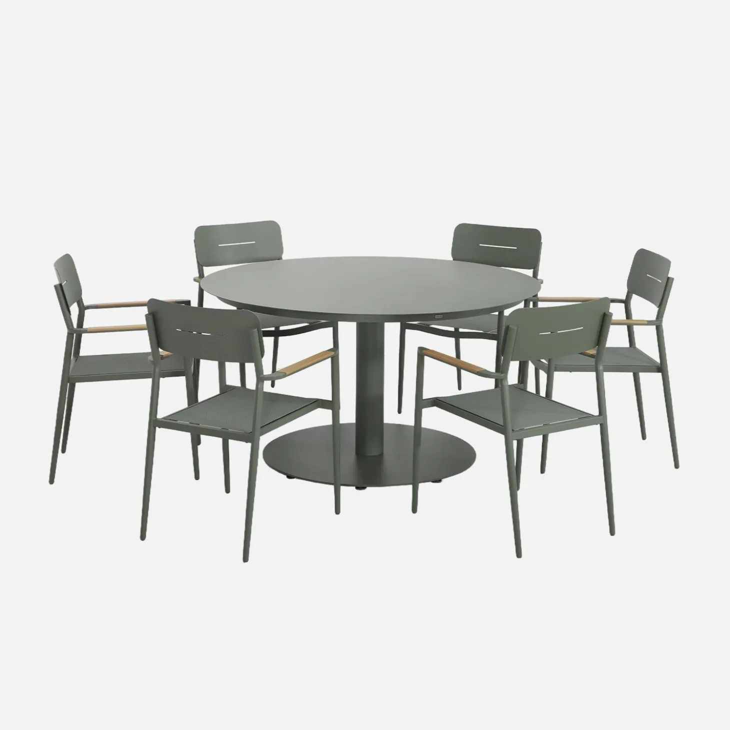 Mesa de jardín redonda de aluminio con 6 sillas