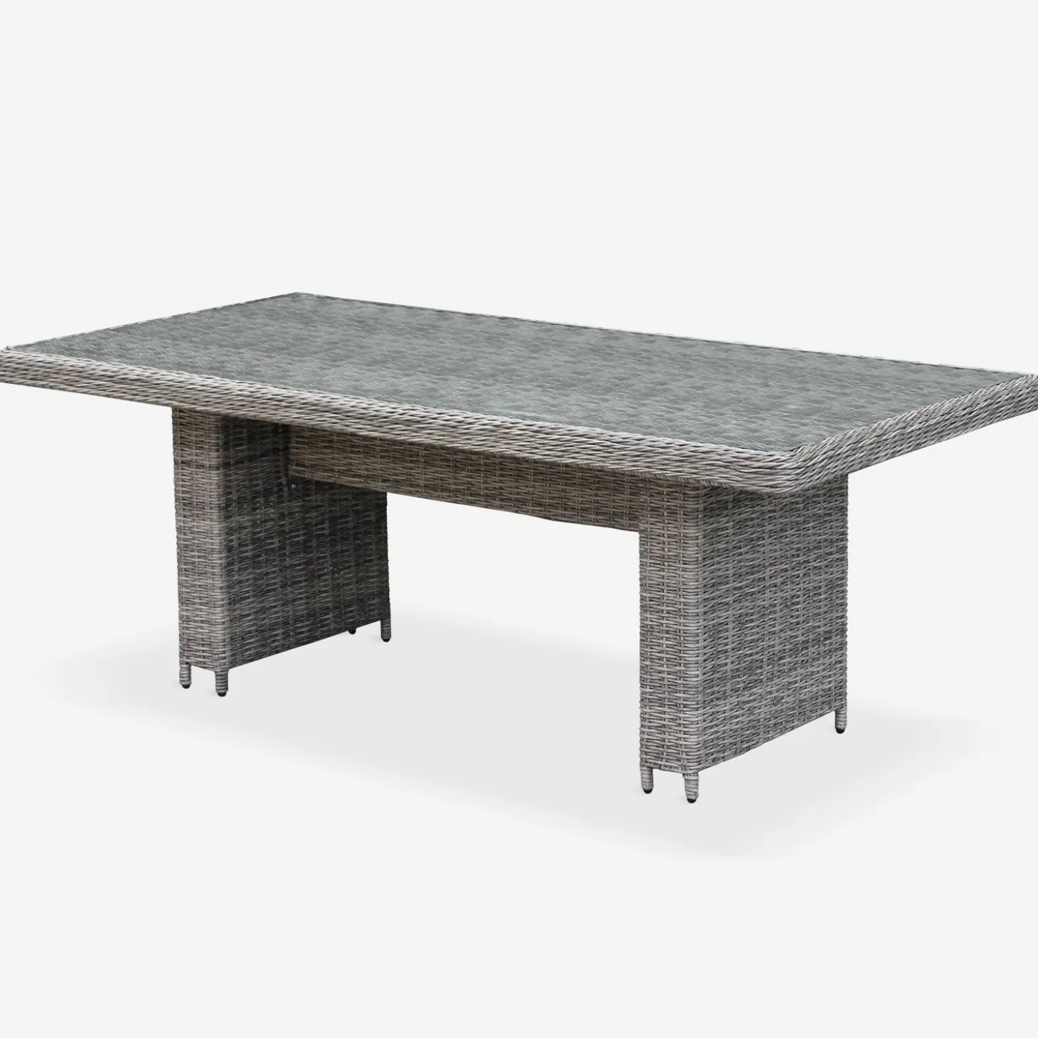 Mesa de jardín redonda de resina trenzada con 6 sillas