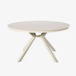 Mesa de jardín redonda de aluminio y vidrio, para 6 plazas