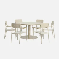 Mesa de jardín redonda de aluminio con 6 sillas