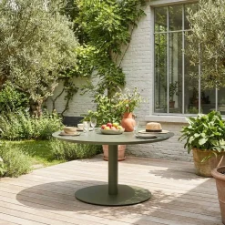 Mesa de jardín redonda de aluminio, 6 plazas