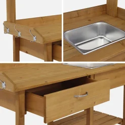 Mesa de madera para macetas