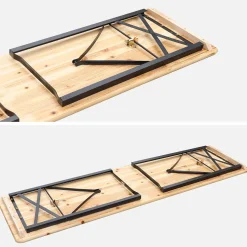 Mesa de madera y 2 bancos plegables para 6 personas