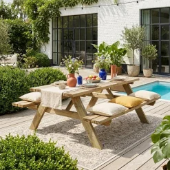 Mesa de picnic con 2 bancos para 6 personas