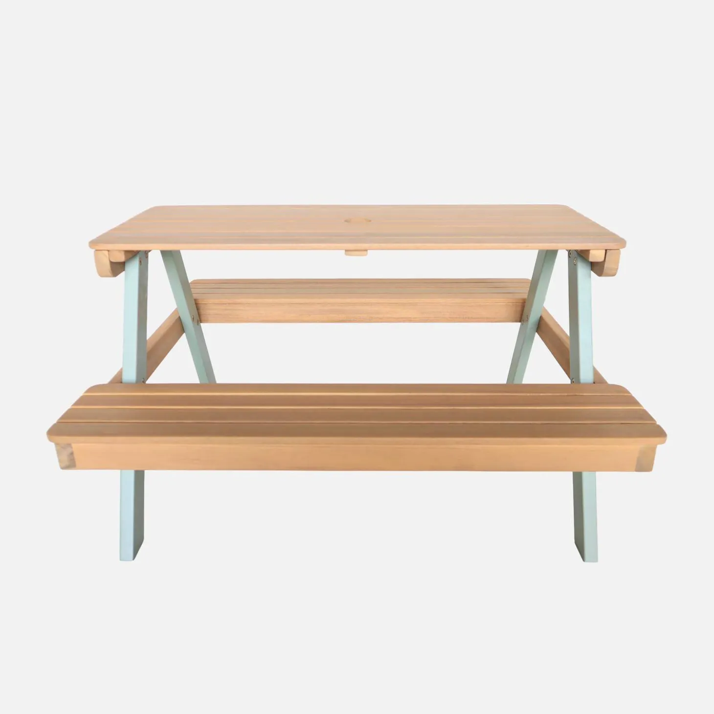 Mesa de picnic infantil de madera de acacia, 4 plazas