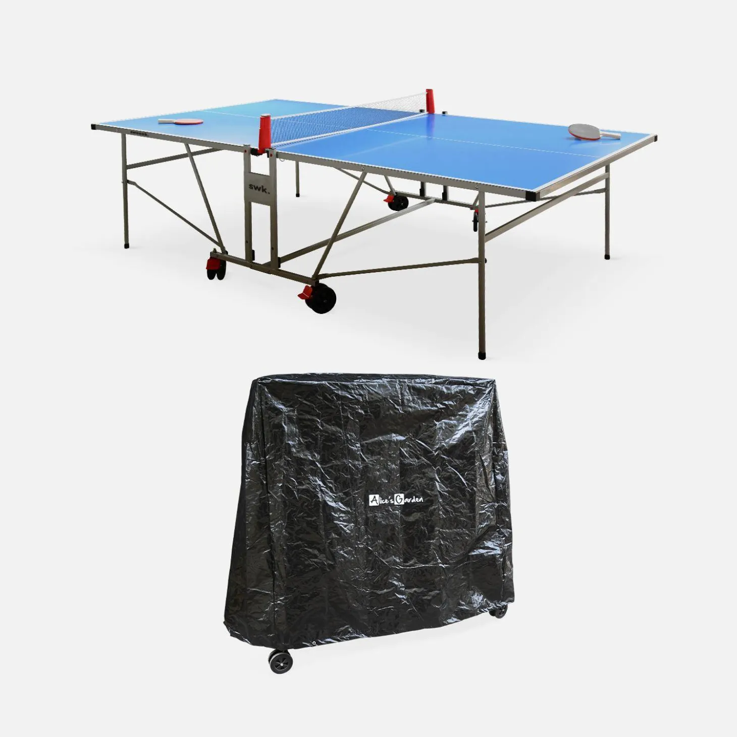 Mesa de ping pong exterior con 2 raquetas y 3 pelotas, 274cm + funda de PVC