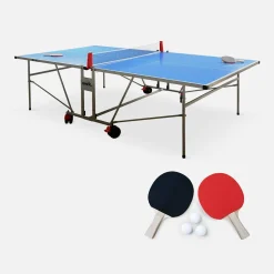 Mesa de ping pong exterior plegable con 2 raquetas y 3 pelotas, 274cm