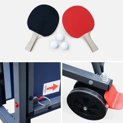 Mesa de ping pong para interior con 2 raquetas y 3 pelotas, 274cm + funda de PVC