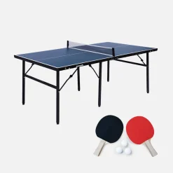 Mesa de ping pong plegable para interior con 2 raquetas y 3 pelotas, 180cm