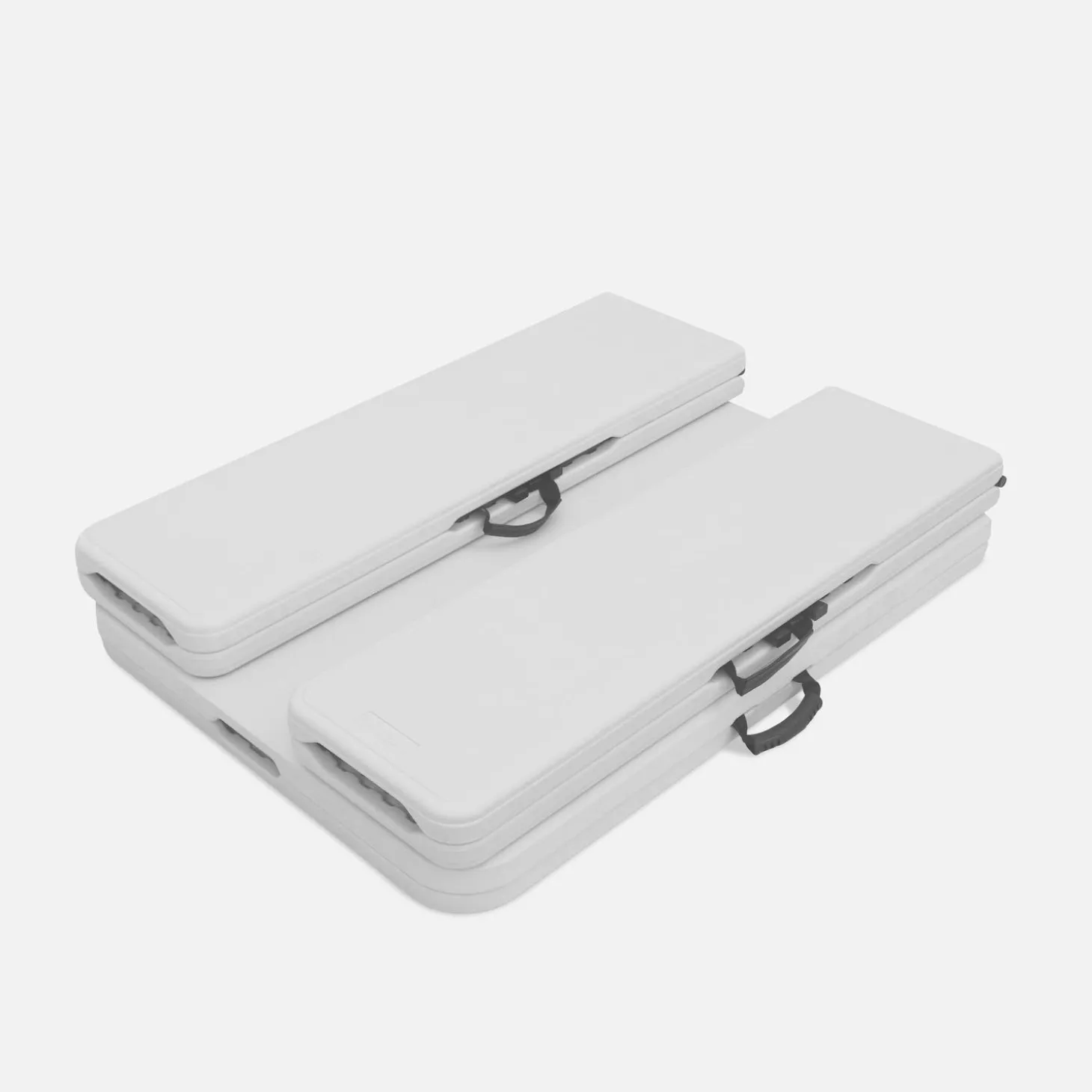 Mesa de recepción plegable acero 2 bancos, set de 2