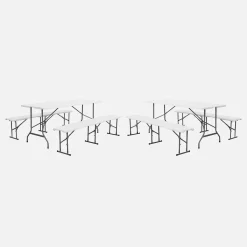 Mesa de recepción plegable acero 2 bancos, set de 2
