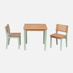 Mesa infantil de madera interior/exterior con 2 sillas
