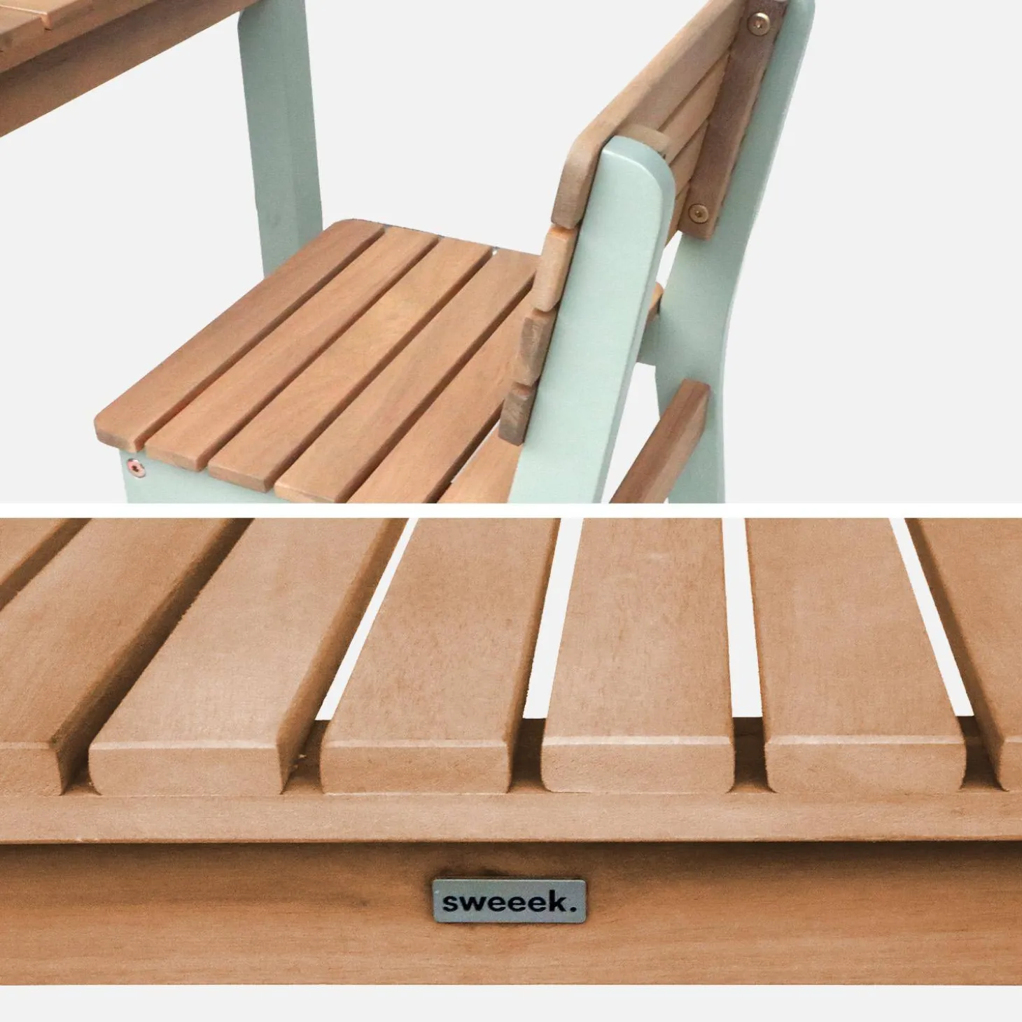 Mesa infantil de madera interior/exterior con 2 sillas