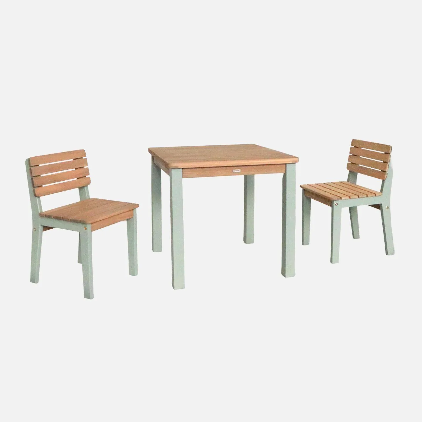 Mesa infantil de madera interior/exterior con 2 sillas