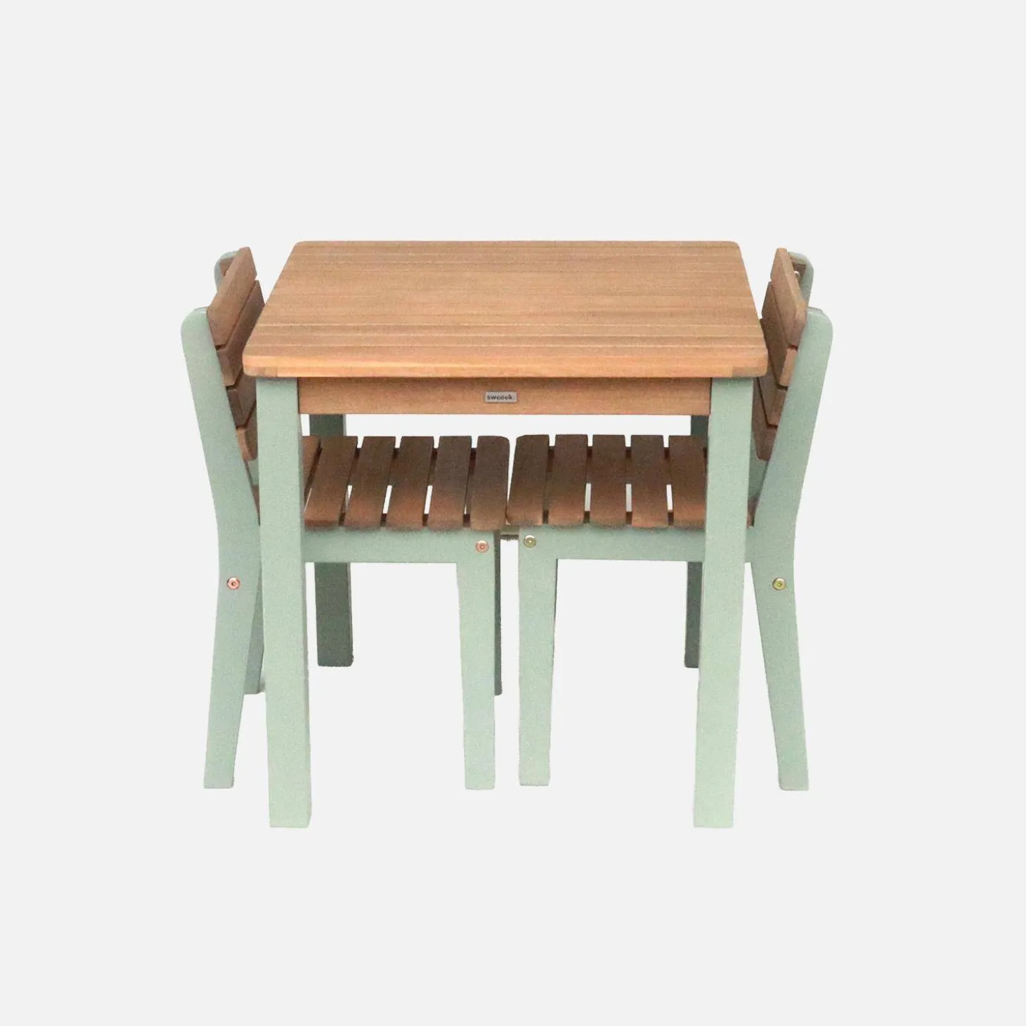 Mesa infantil de madera interior/exterior con 2 sillas