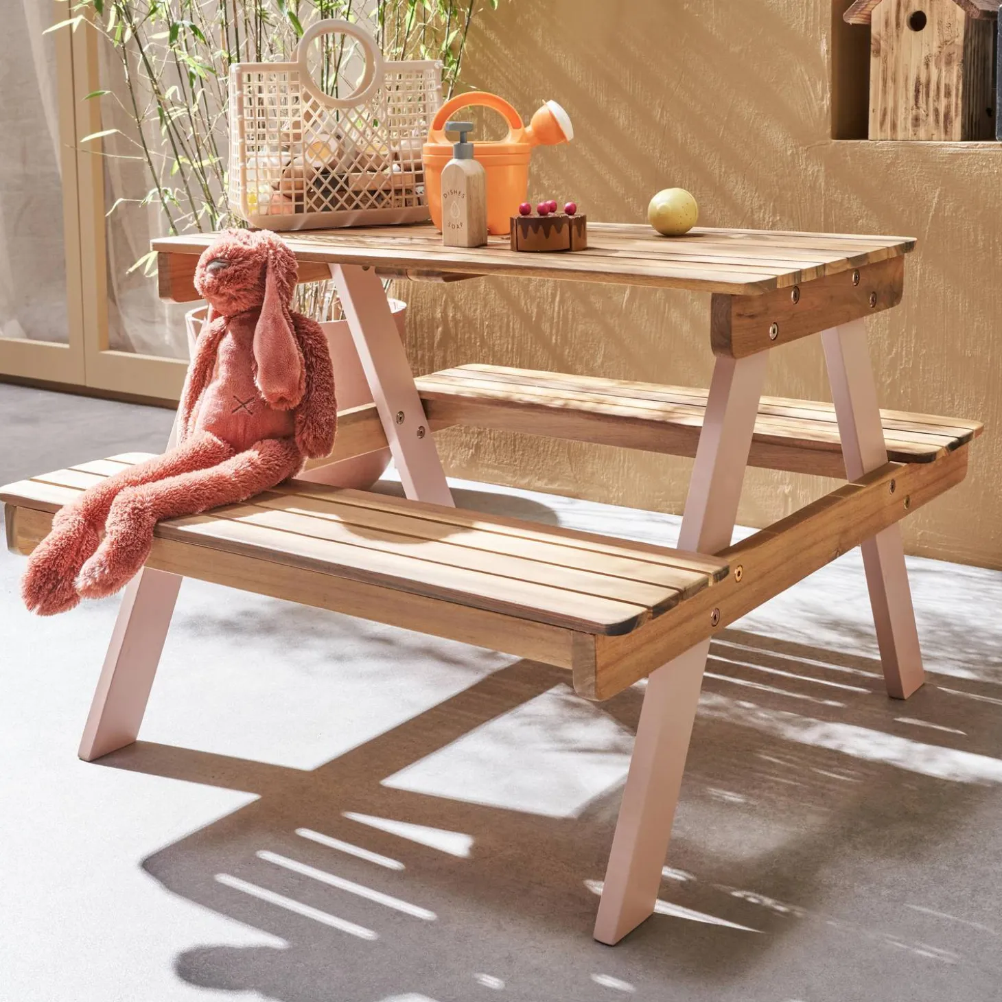 Mesa infantil de picnic de madera de 2 plazas