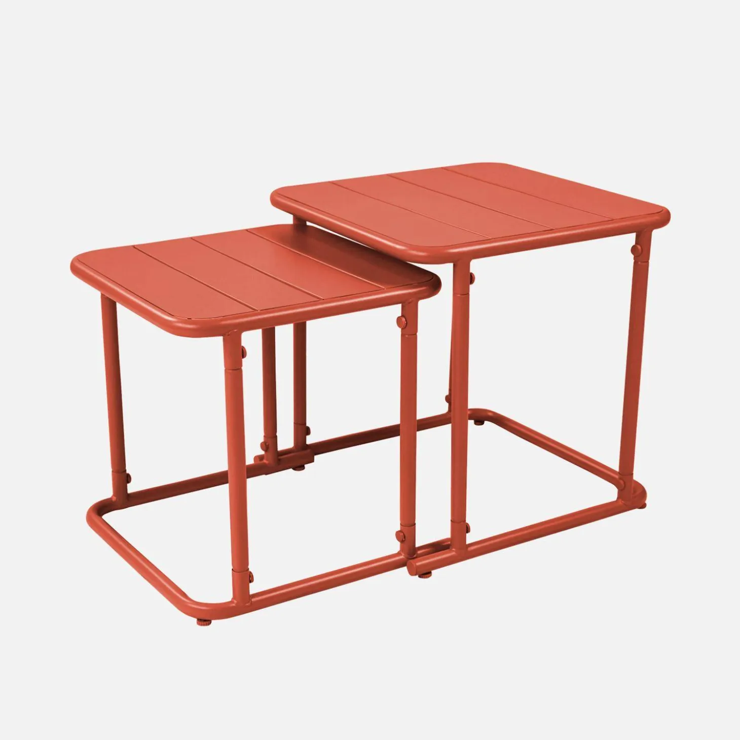 Mesa nido bistró cuadrada para exterior en acero