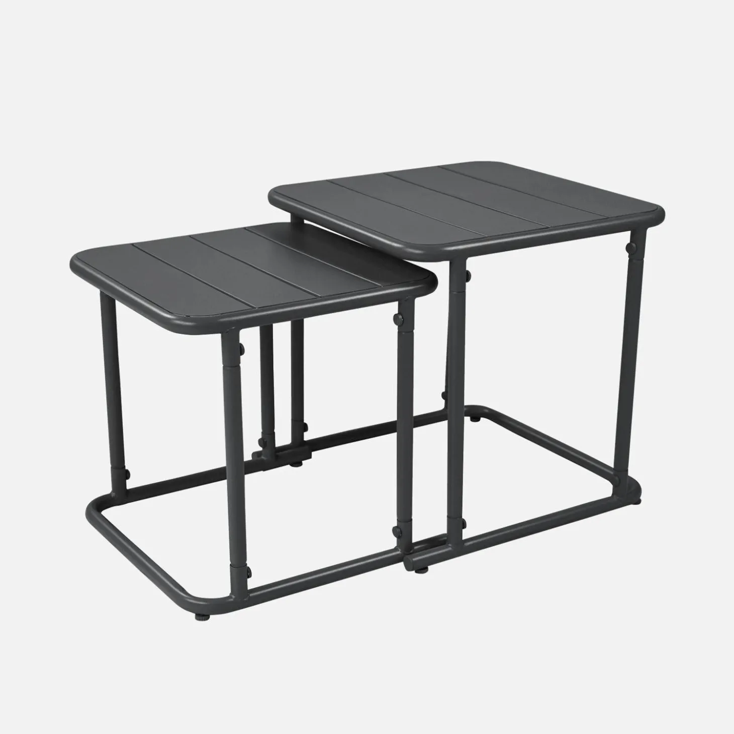 Mesa nido bistró cuadrada para exterior en acero