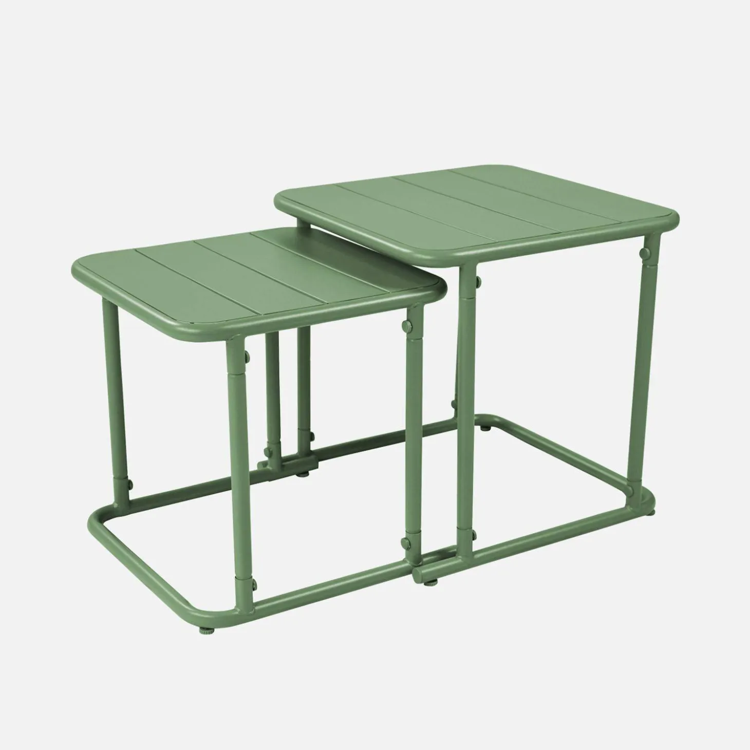 Mesa nido bistró cuadrada para exterior en acero