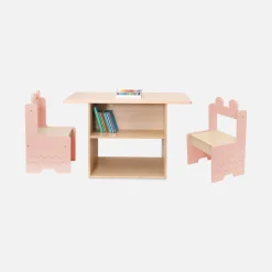Mesa para niños + 2 sillas, con estantes