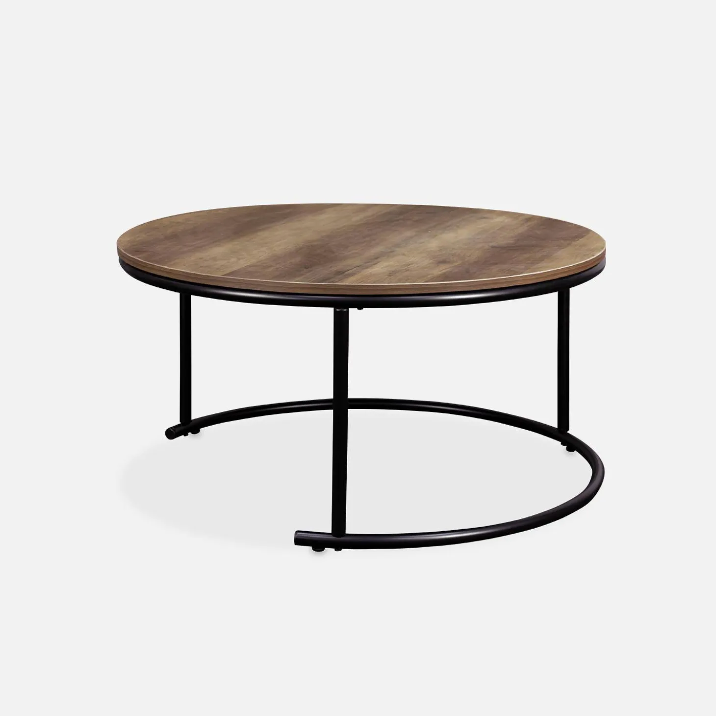 Mesa redonda nido con efecto madera, set de 2