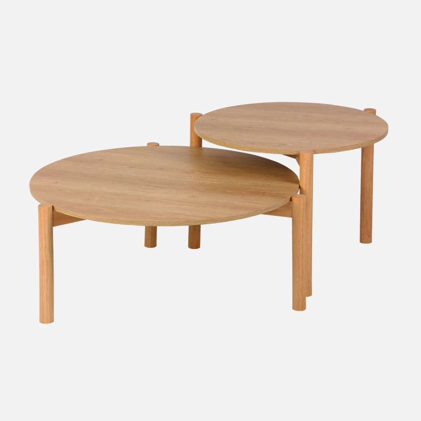 Mesas nido redondas efecto madera, set de 2