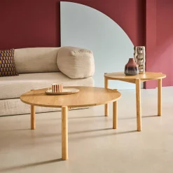 Mesas nido redondas efecto madera, set de 2