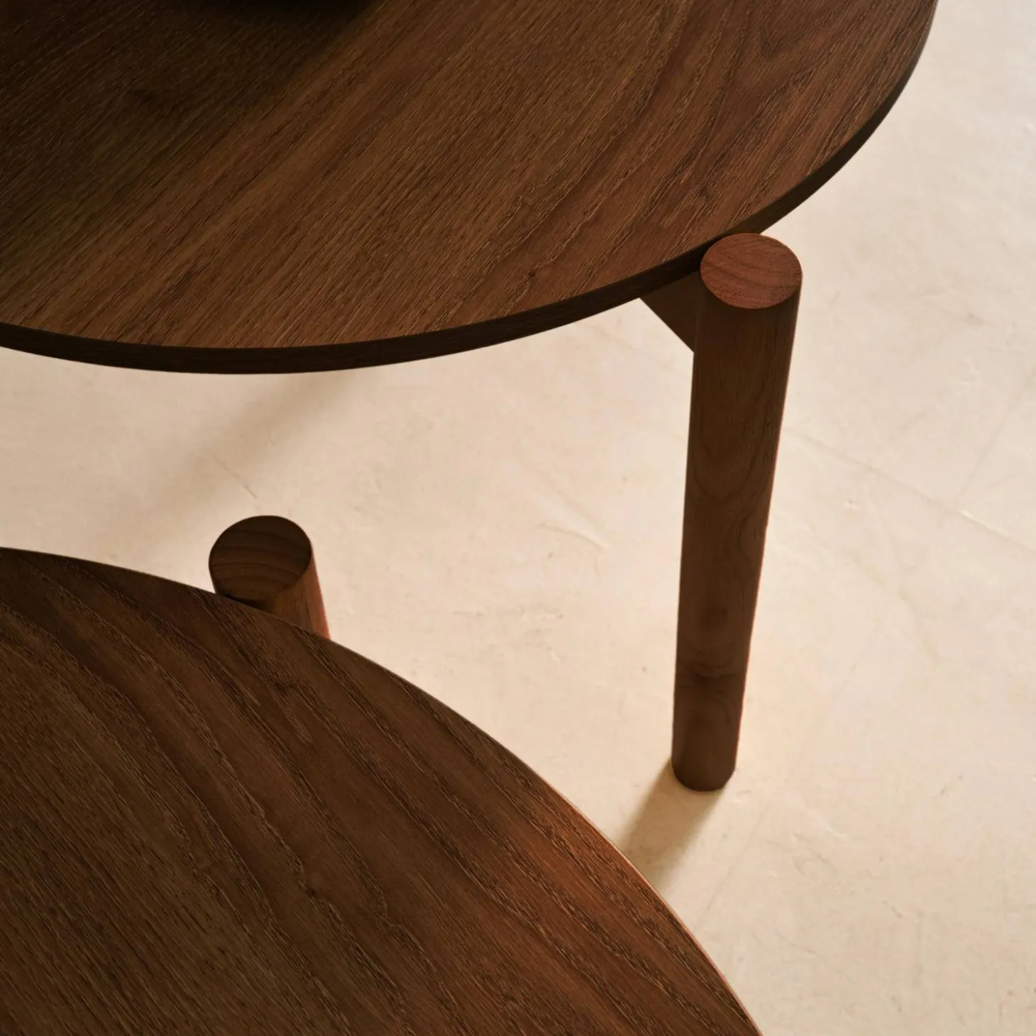 Mesas nido redondas efecto madera, set de 2