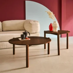 Mesas nido redondas efecto madera, set de 2