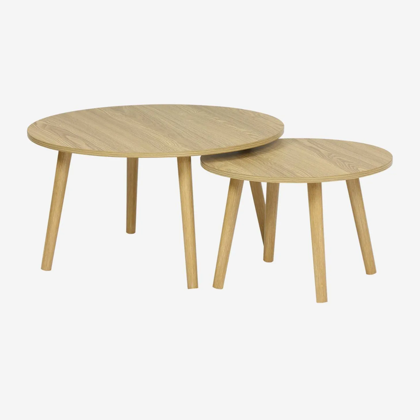 Mesas nido vintage redondas con efecto madera, set de 2