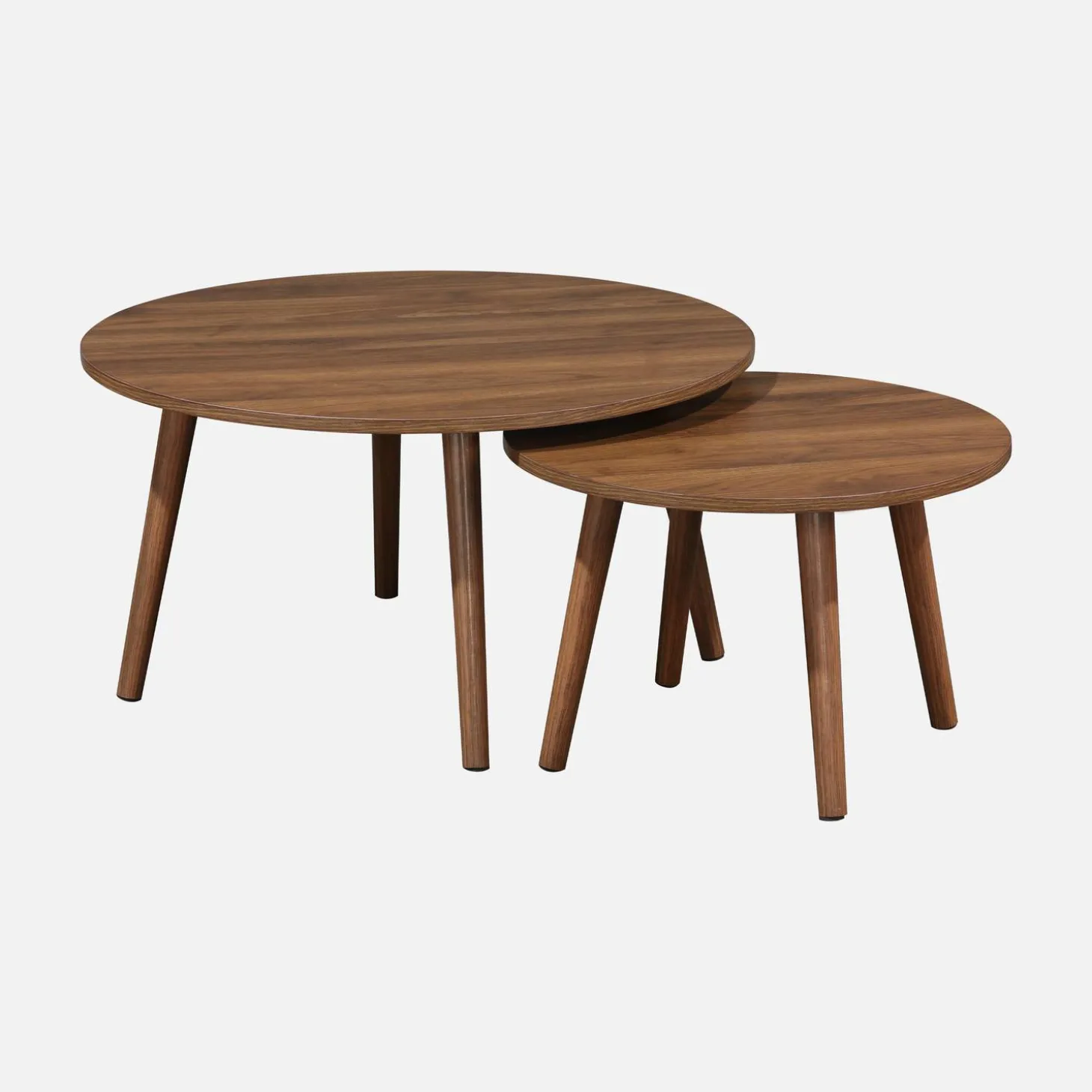 Mesas nido vintage redondas con efecto madera, set de 2