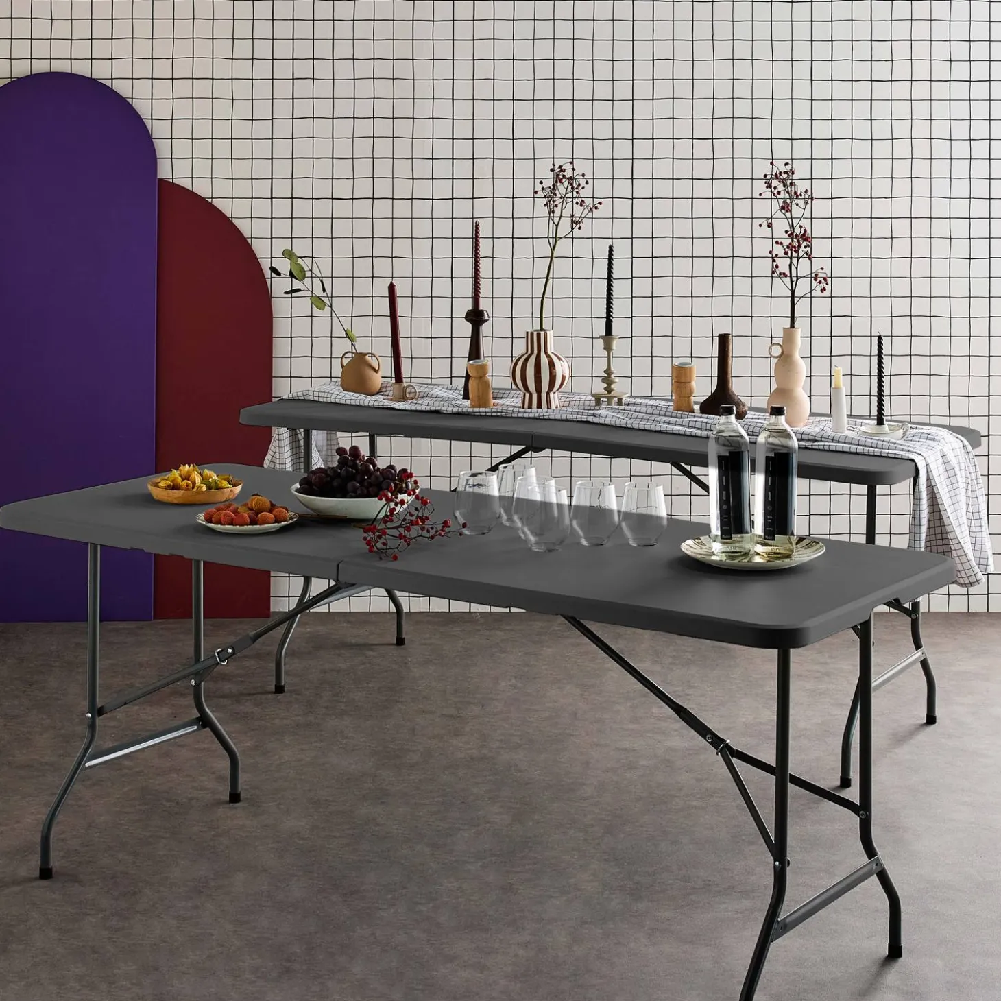 Mesas plegables portátiles para eventos, set de 2