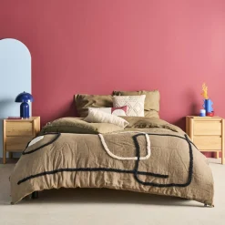Mesita con decoración madera y 2 cajones, set de 2