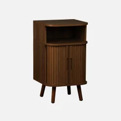 Mesita con efecto madera ranurada, 2 puertas correderas