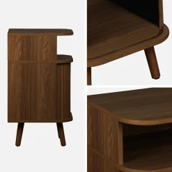 Mesita con efecto madera ranurada, 2 puertas correderas