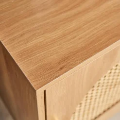 Mesita de madera y caña, 1 puerta