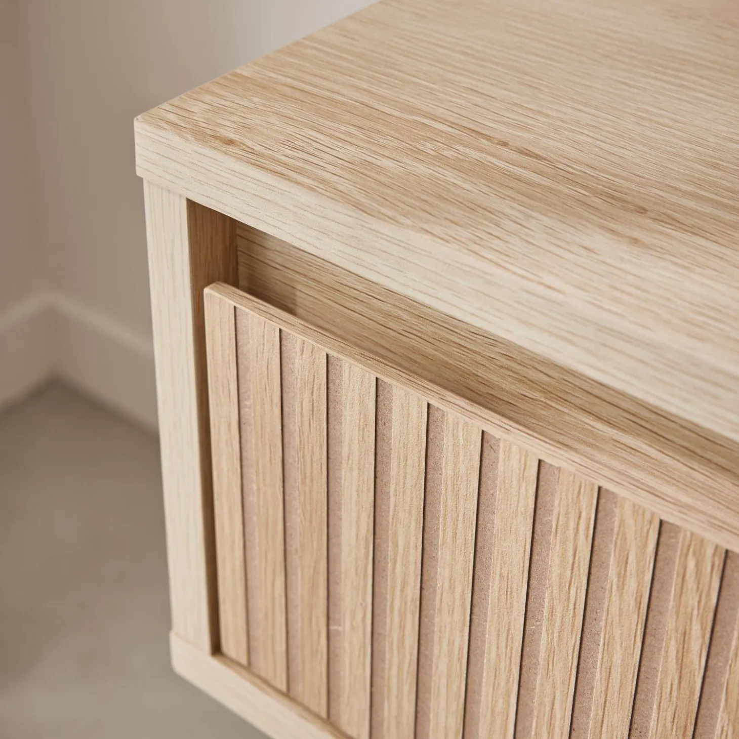 Mesita de noche de 1 cajón con efecto madera, set de 2