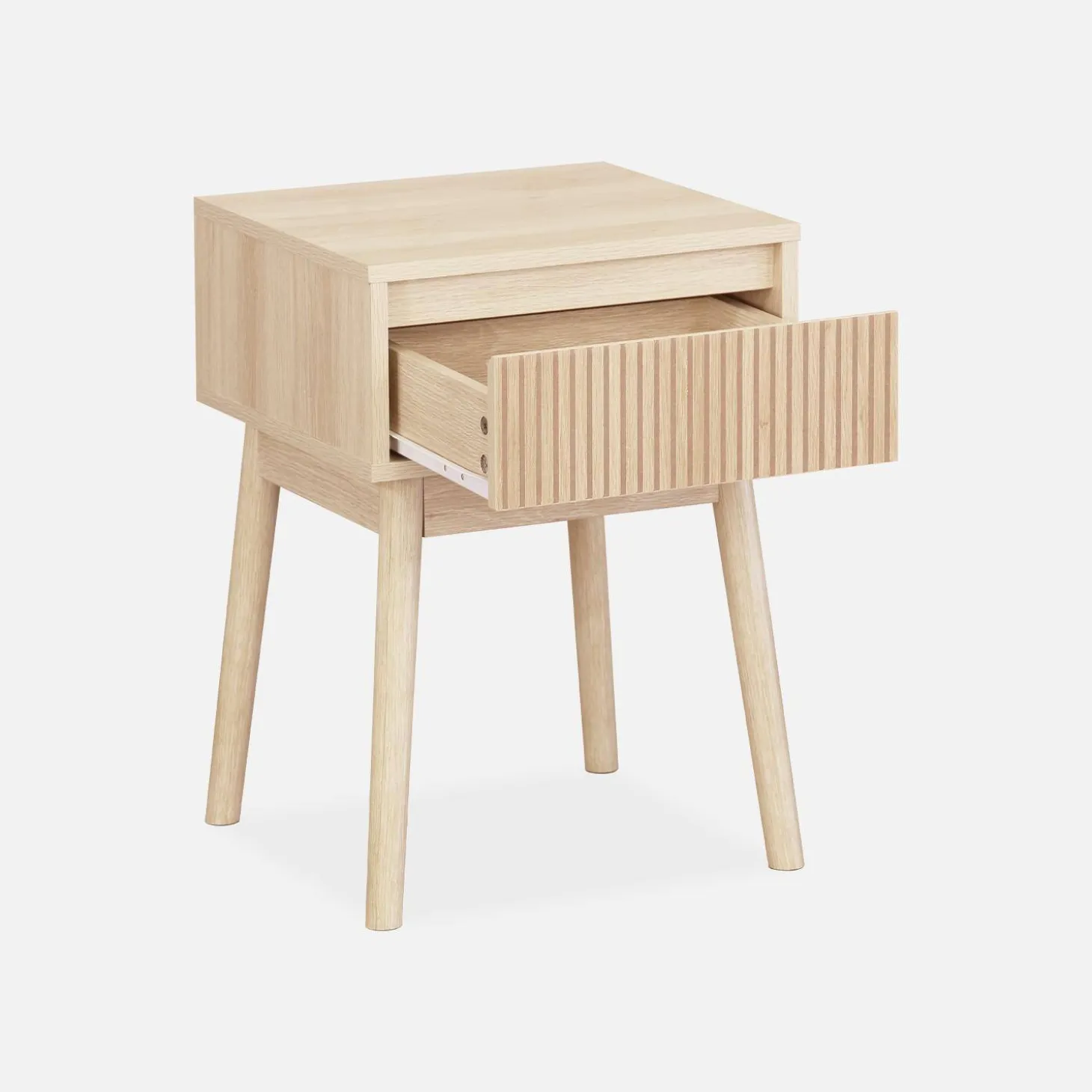Mesita de noche de 1 cajón con efecto madera, set de 2