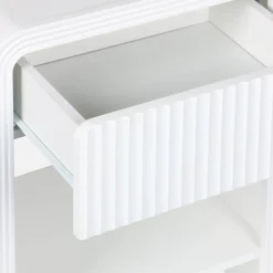 Mesita de noche acanalada efecto madera 1 cajón, 1 estante