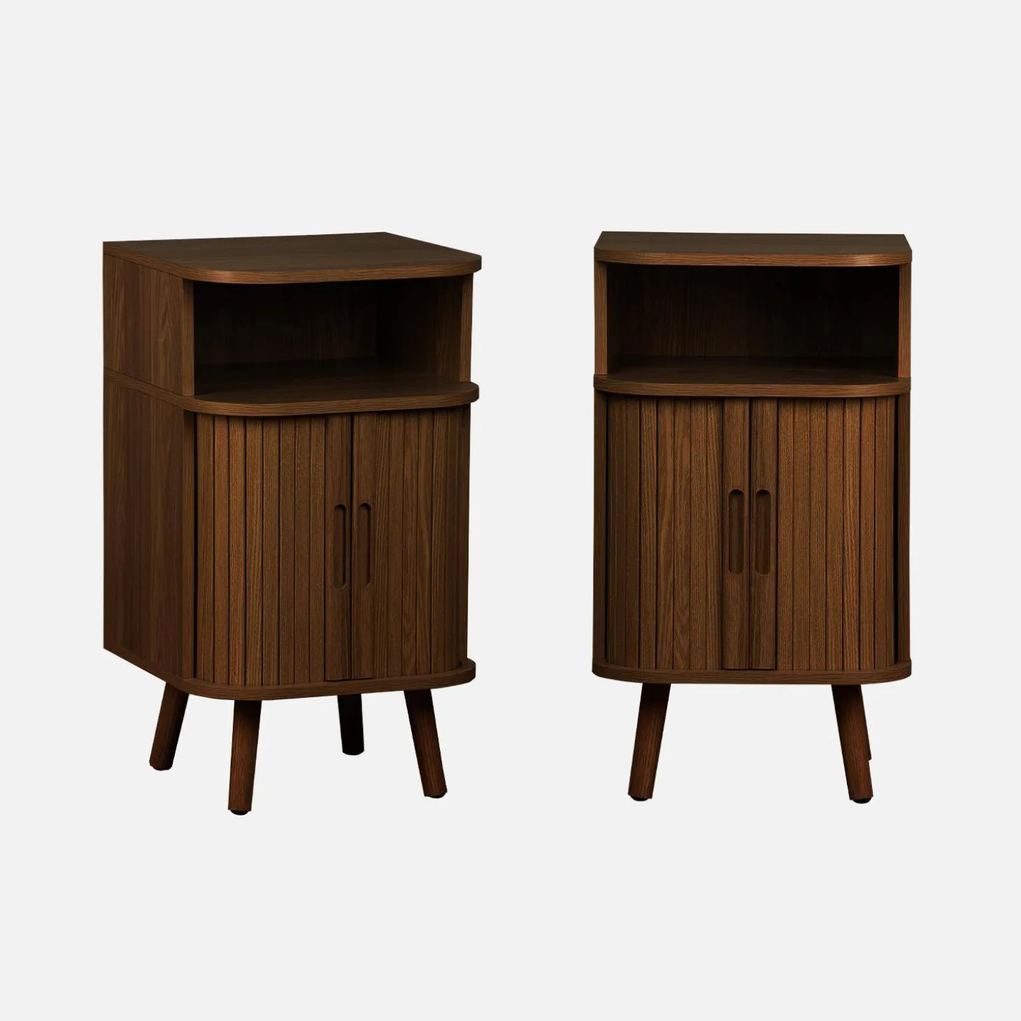 Mesita de noche con 2 puertas correderas y 1 nicho, set de 2