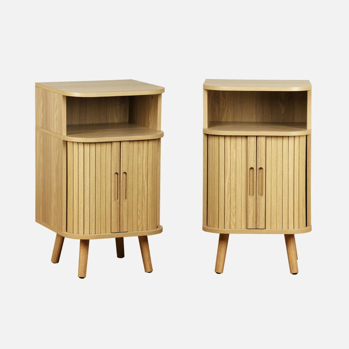 Mesita de noche con 2 puertas correderas y 1 nicho, set de 2
