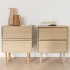 Mesita de noche con efecto madera natural, set de 2