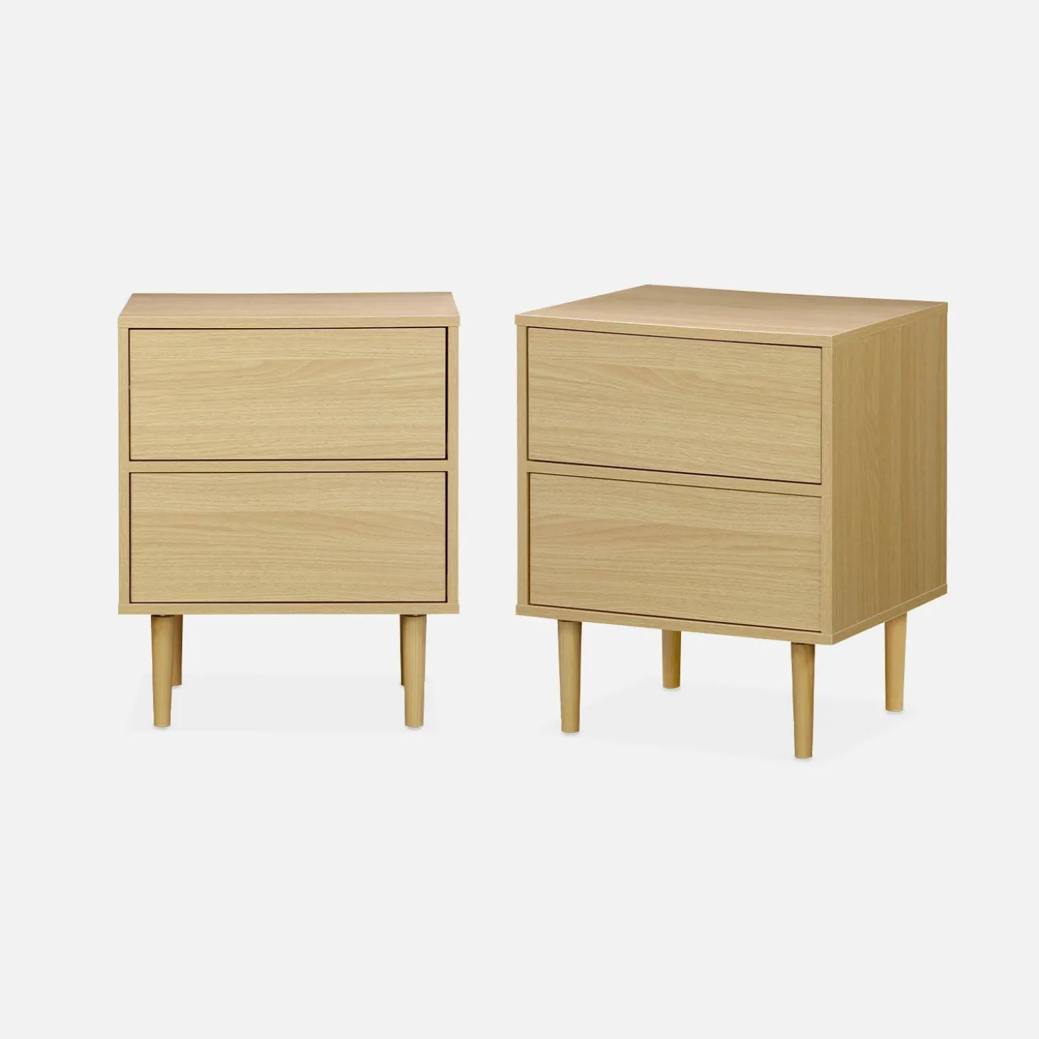 Mesita de noche con efecto madera natural, set de 2