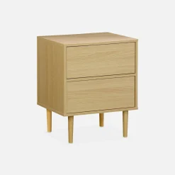 Mesita de noche con efecto madera natural, set de 2