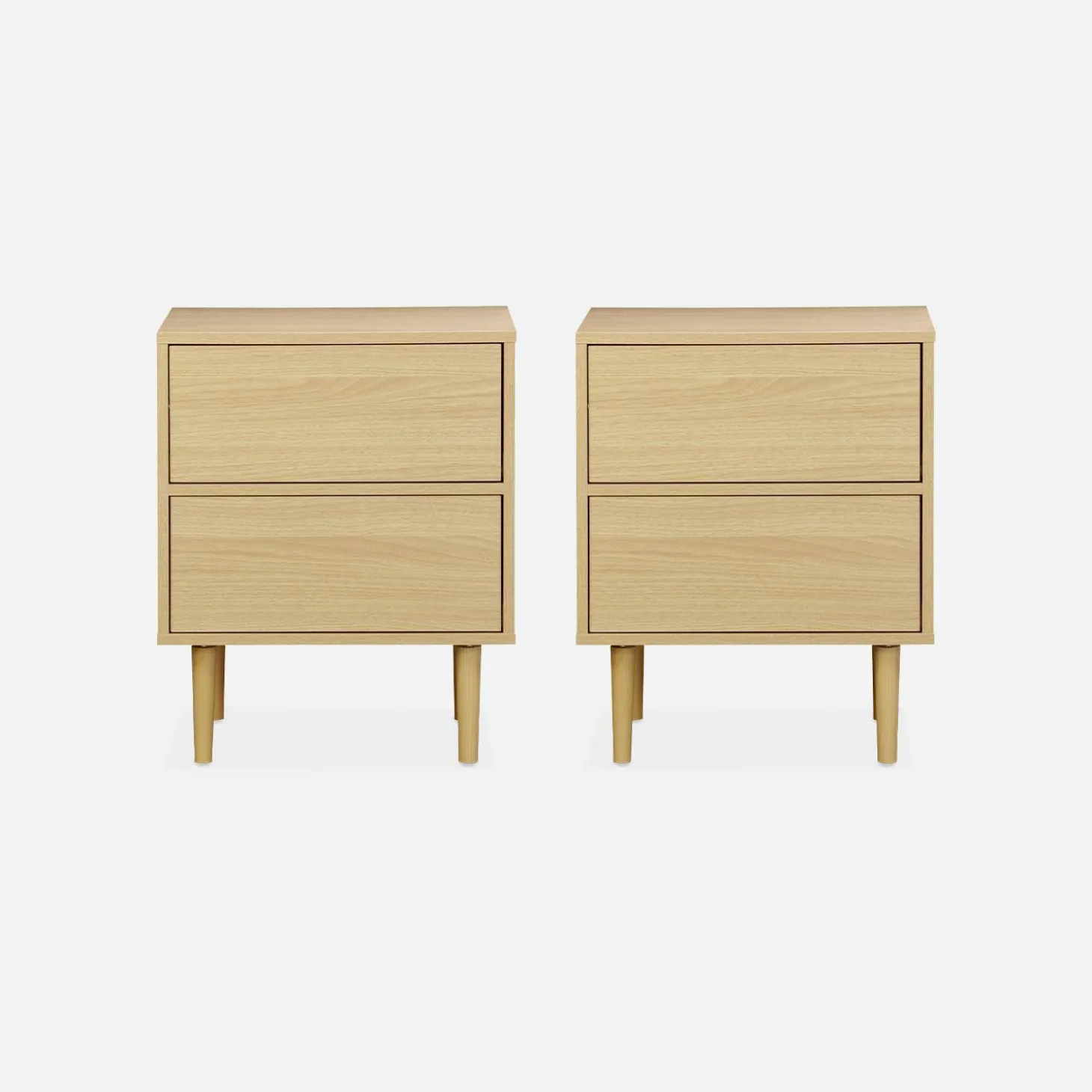 Mesita de noche con efecto madera natural, set de 2