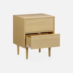 Mesita de noche con efecto madera natural, set de 2