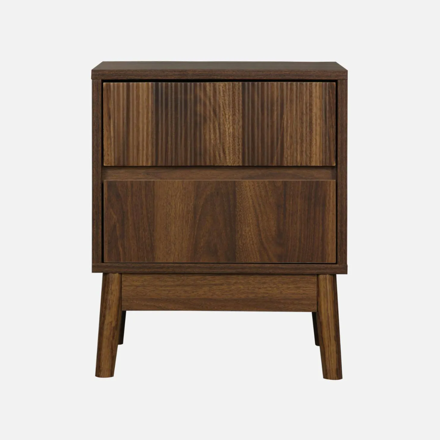Mesita de noche con efecto madera, 2 cajones