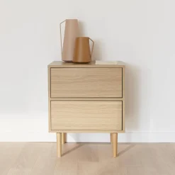 Mesita de noche con efecto madera natural