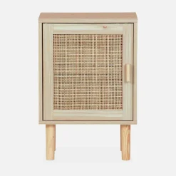 Mesita de noche con efecto caña y madera