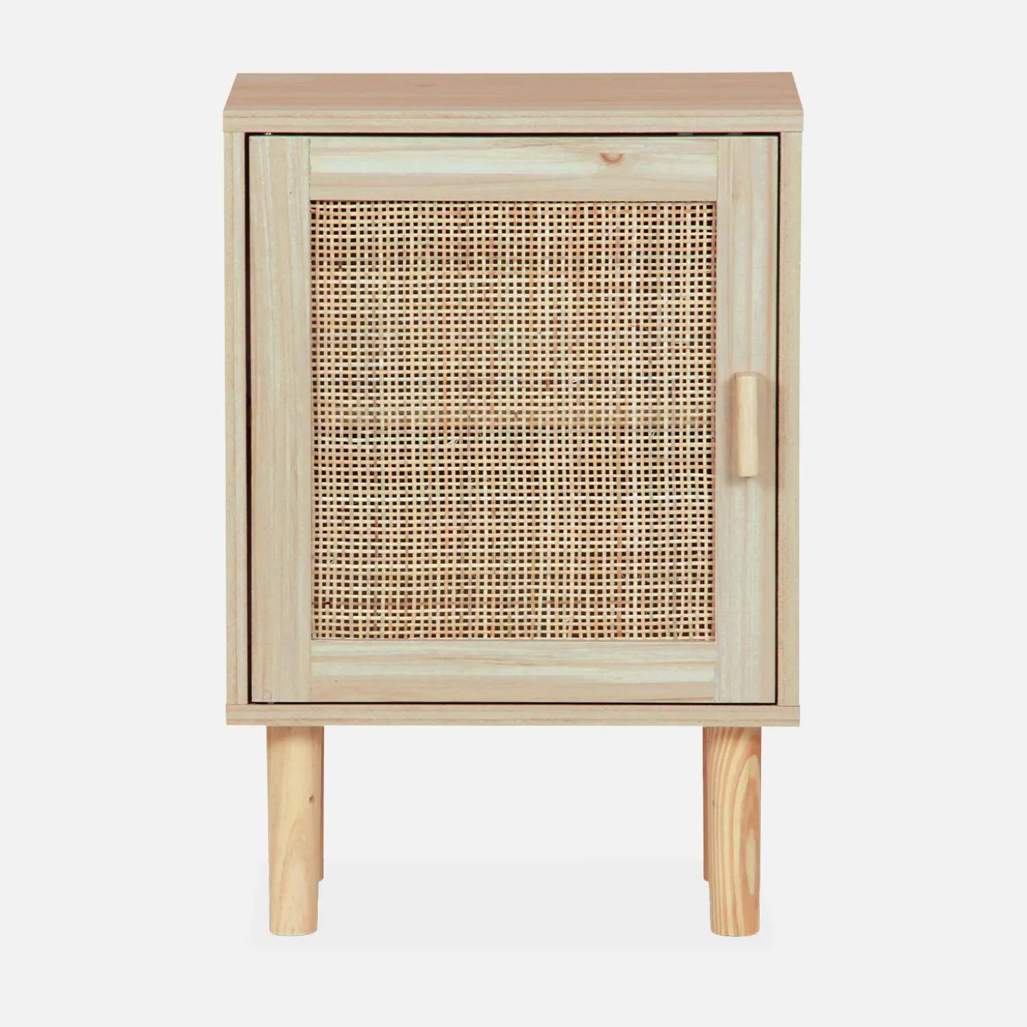 Mesita de noche con efecto caña y madera